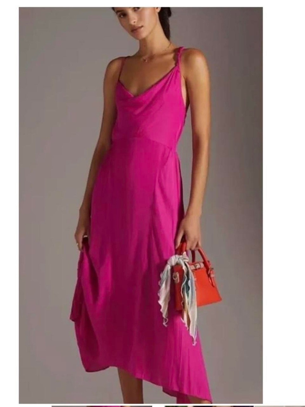 Anthropologie Fuchsia Slip Midi Dress